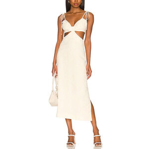 Lpa 'Robin' Cream Polyester Midi Dress Size S